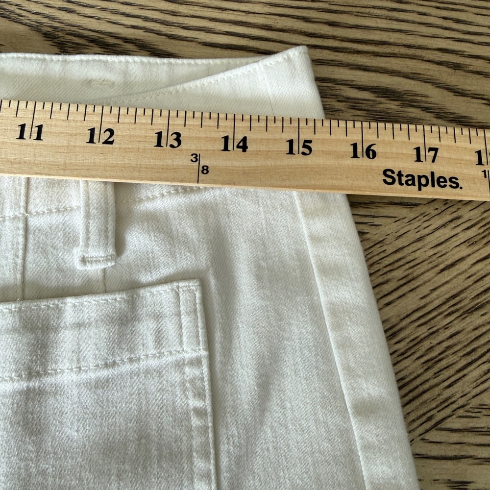Talbots Womens White Wide Leg Patch Pocket Denim Pants High Rise Size 8P - Picture 5 of 10